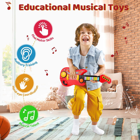 2 1 2-4 Kids Guitar in Musical Instruments for Kid - Fun Piano Toddler Toy & Electric Guitars | Explore Creativity |