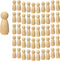 50 Pack Wood Peg Dolls Unfinished Wooden People Craft Blank Family Figures, 3/4 x 2 inch for Creative Play