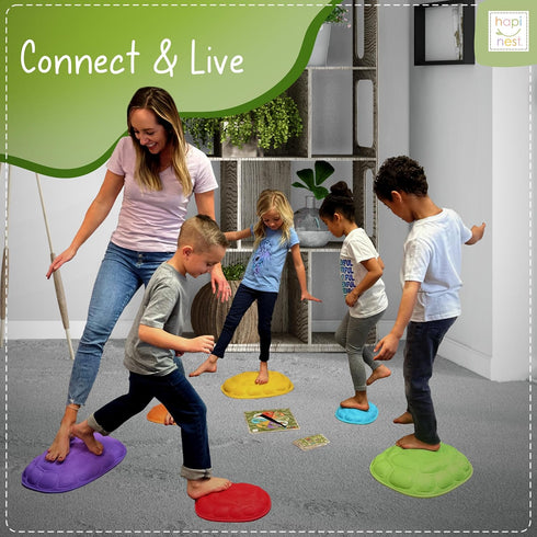Hapinest Turtle Balance Stepping Stones for Kids, Indoor Outdoor Obstacle Course Coordination Game, Sensory Play