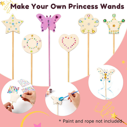 36Pcs 6 Pllieay Fairy Party Decoration, Styles Princess Fairy Wands Kit, Fairy Wand Princess Wand for Girls Makes Your