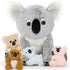 5Pcs 17.7 Inch, 4 Koala Bear Stuffed Animal Mom Koala Plush Toy with Adorable Babies Plushies in Zippered Back