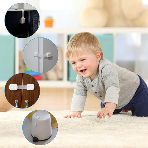 Bates Child Safety Strap Locks, 6 Pack, Child Proof Cabinet Latches for Baby Proofing
