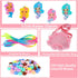 FLYINGSEEDS Mermaid Necklace Making Kit for Little Girls, Beaded Arts and Crafts with Shoulder Box