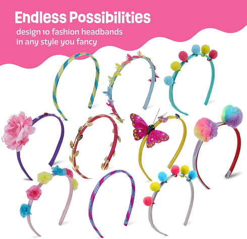 Pretty Me 5-12 Headband Making Kit for Girls - Arts & Crafts Easter Gift - Make Your Own Fashion Headbands for Kids