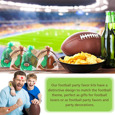 158 Pcs Football Party Favors Set - 18 Keychains, Bracelets, Mini Footballs, Whistles, Stickers & Bags