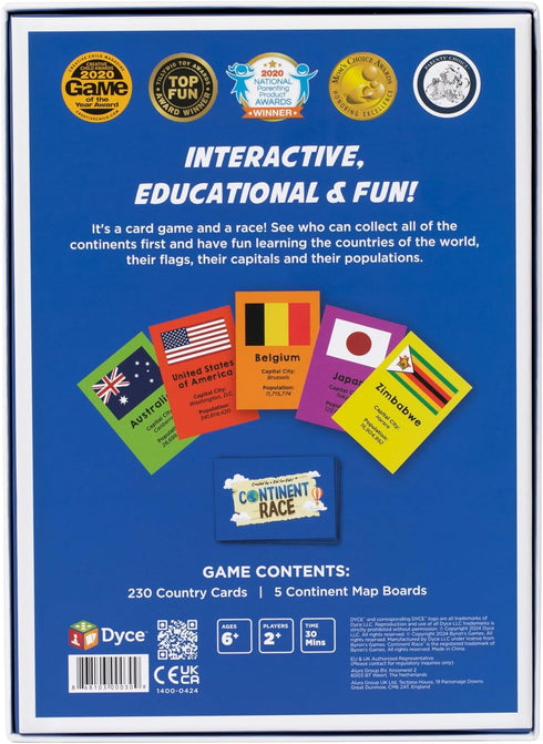 Countries Continent Race Geography Educational Board Game for Kids, Tweens, Family, Friends, Teachers and Classrooms