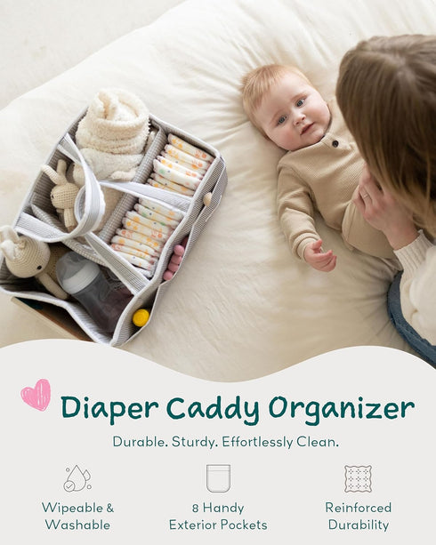 Lily Miles Baby Diaper Caddy Organizer, Baby Shower Basket for Newborn Boys or Girls, Nursery Must Haves for New Mom
