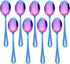 LIANYU 9-Piece Rainbow Toddler Spoons Set - Stainless Steel Self Feeding Silverware for Kids 2-10 Years