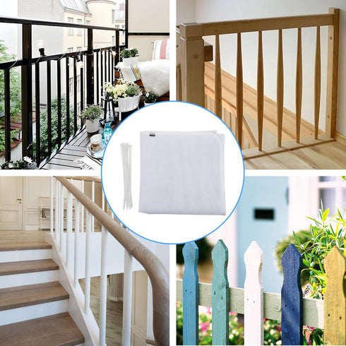 CM Child Safety Rail Net - Balcony Protective Mesh Guard with Zip Ties for Baby Pets Indoor Outdoor Use