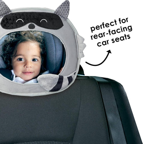 Diono Easy View Racoon Character Baby Car Mirror, Safety Car Seat Mirror for Rear Facing Infant, Fully Adjustable,