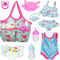UNICORN ELEMENT 8 Pcs Baby Doll Clothes and Accessories, Feeding and Caring Set with Diaper Bag, Best Gift for Kids