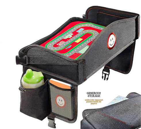 Coolmum Kids Travel Tray, Toddler Car Seat Tray, Double Sided Activity Organizer, Snack Lap Tray, Baby Stroller Table