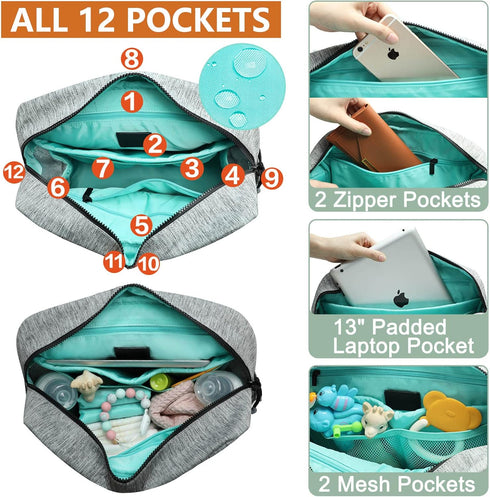 Backpack, 12 4 MOMINSIDE Diaper Bag Small Diaper Bag, Mini Baby Diaper Bag with Pockets, Insulated Pockets, Changing
