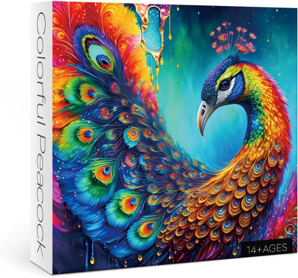Peacock Puzzle - 1000 Piece Puzzle for Adults - Colorful Peafowl Jigsaw Puzzles Beautiful Bird Art