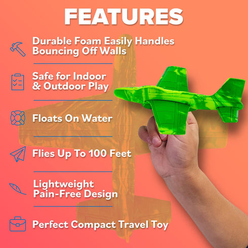 3 4 5 6 7 8 9 4-6 Summer Foam Airplanes - Best Outdoor Toys for Kids + Year Old Boys - Best Toy Stuffers Gift & Boy