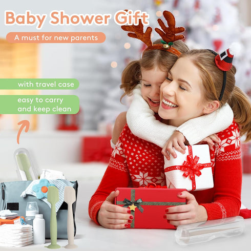 Case,2 2 1 Baby Diaper Cream Spatula with Large Diaper Spatula with Case Gift Box,Soft Butt Paste Spatula Baby Butt