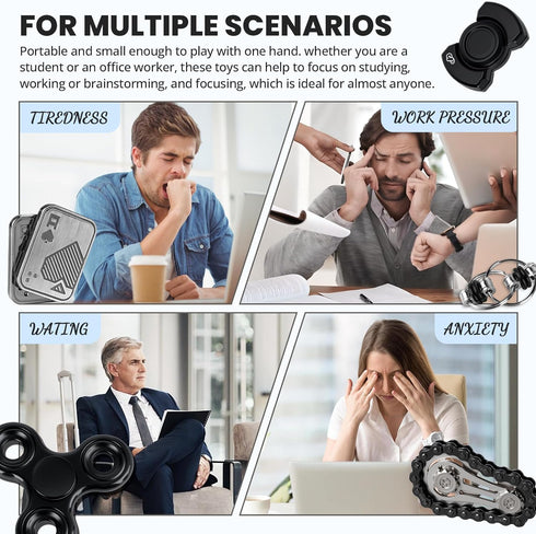 KAMBOLLY 5 Set Pcs Fidget Toys Adults Metal Fidgets Toy Magnetic Slider Clicker/Spinner for Stress & Anxiety Relief