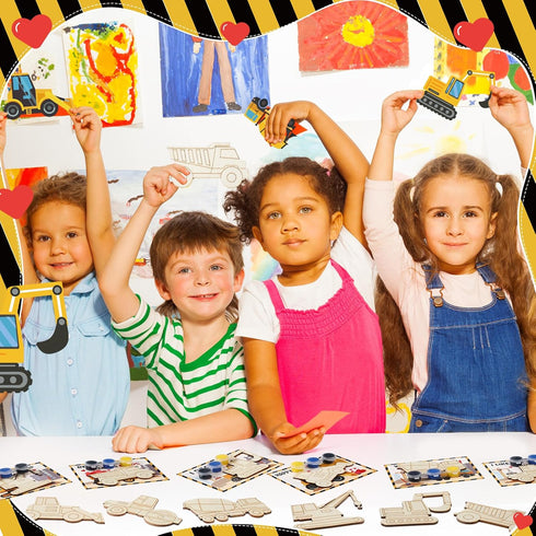 24 Pack Set 4-8 8-12(Construction Ctosree Wooden Crafts Kit for Kids DIY Painting Art Classroom Exchange Gifts School