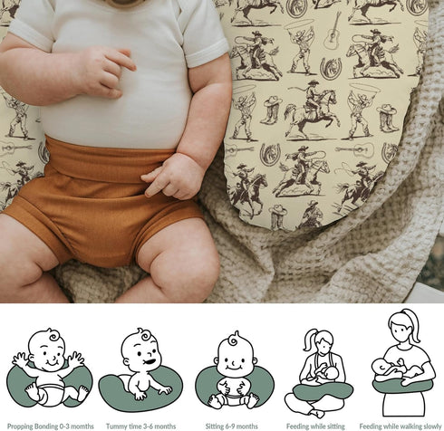 Country Vintage Cowboy Baby Nursing Pillow Covers for Boy Girl Western Horses Boots Hats Nursing Pillow Slipcovers