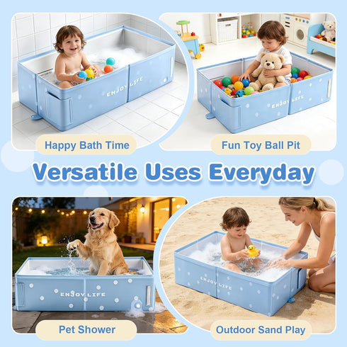 1-8, Toddler Bath Tub for Shower, Foldable Baby Bathtub, Portable Kids Bathtub & Collapsible Bathtub for Toddlers
