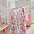 3 Set Pieces Flowers Crib Bedding Baby Ruffled Quilted Comforter with Fitted Sheet and Bed Skirt - Cute Ruffled Shabby