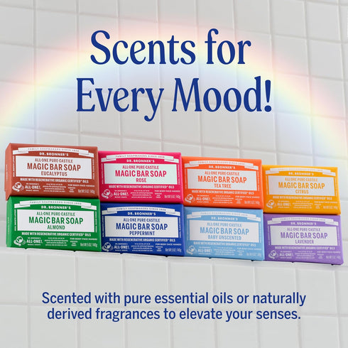 2 Pack, 5 oz Dr. Bronner's Pure-Castile Baby Unscented Magic Bar Soaps - Made with Regenerative Organic Certified Oils