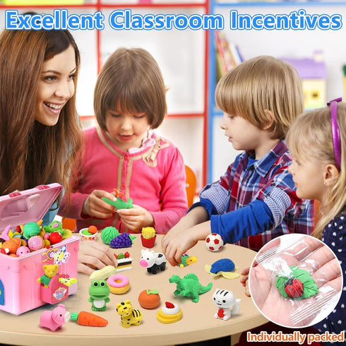 150 Pack Animal Erasers for Kids, Bulk Pull Apart Erasers, 3D Puzzle Erasers for Classroom Rewards