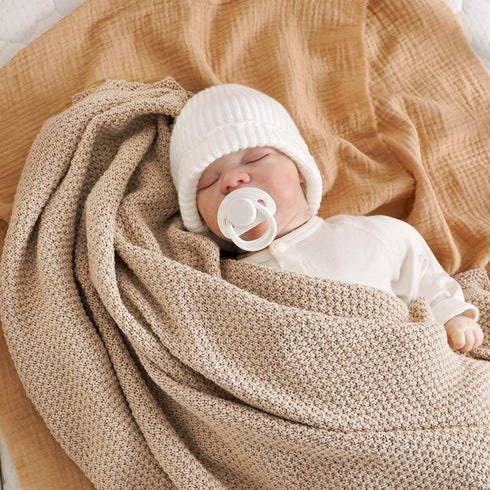 Neiwech 30x40 Inch Organic Cotton Baby Blanket Knit Soft Receiving Swaddling Crib Nursery Blankets for Newborns Infants