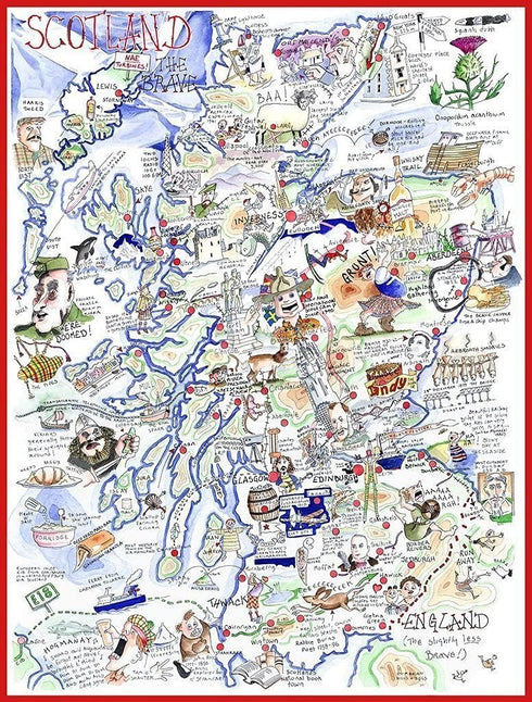 1000 Piece Jigsaw Puzzle - Comical Map of Scotland Artwork by Tim Bulmer - Colorful 66cm X 50cm Funny Jigsaw Puzzles