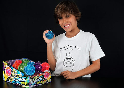 (12 Pack) 695-12p JA-RU Light Up Spiky Balls for Kids Light Up Bouncy Balls, Spiky Fidget Toys, Sensory Bin Filler