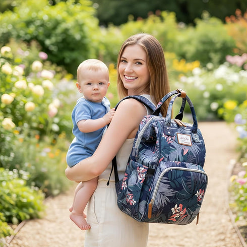 Backpack BackpackFor Floral Diaper Bag with USB Charging Port Stroller Straps and Insulated Pocket,Travel Nappy