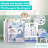 Set 3 Set, La Premura Baby Crib Bedding for Boys Dinosaur Piece Standard Size Nursery Crib Comforter Grey/Blue - Unisex
