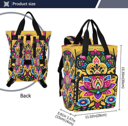 YANENDIE Backpack, Backpack Backpack Intricate Floral Pattern Diaper Bag Unisex Travel Baby Diaper Bags with Stroller
