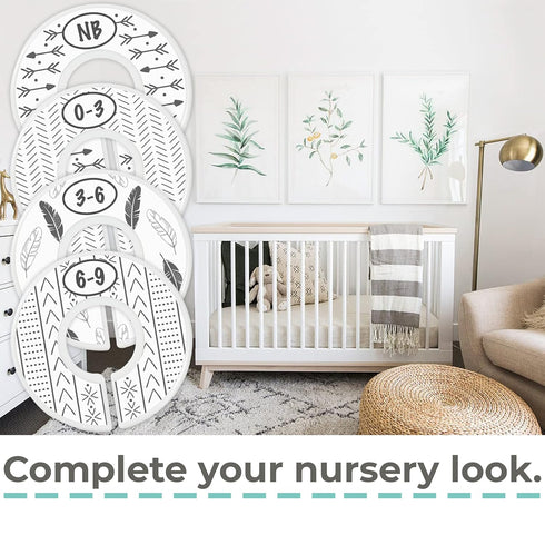 Baby Closet Size Dividers, 7X Boho Nursery Closet Dividers for Baby Clothes, Bohemian Nursery Decor for Boy or Girl