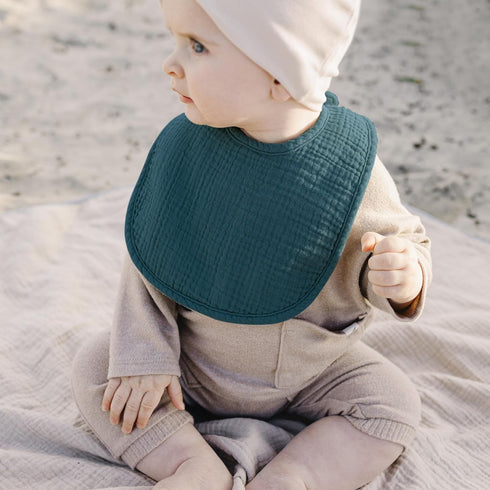10-Pack Konssy Muslin Baby Bibs, Soft Cotton Bandana Bibs for Drooling & Teething, Unisex Solid Colors for Boys