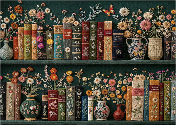 PPuzzling Wildflower Pages Puzzles for Adults 1000 Pieces, Vintage Flower Book Art Puzzle,