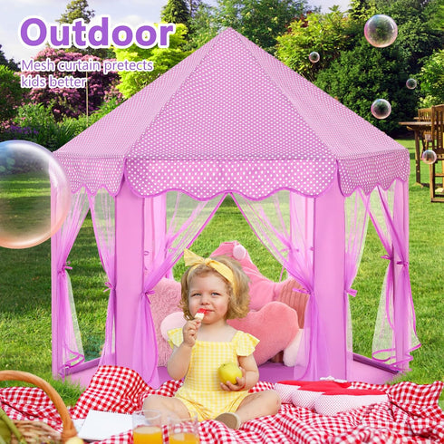 Monobeach Princess Tent for Girls, Large Playhouse Kids Castle with Star Lights, Indoor Outdoor Gift Toy