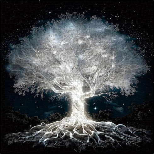 PPuzzling Glowing Tree of Life Puzzle for Adults 1000 Pieces, Fantasy Forest White