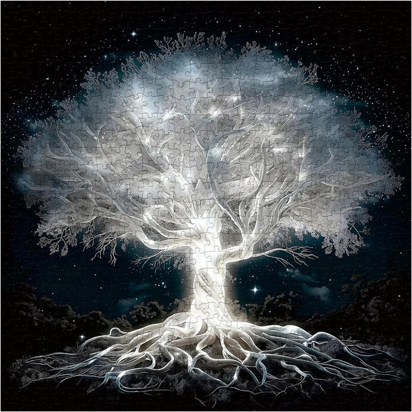PPuzzling Glowing Tree of Life Puzzle for Adults 1000 Pieces, Fantasy Forest White
