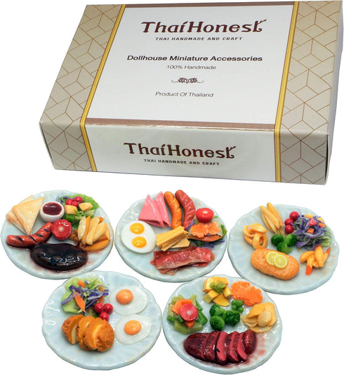 Lovely Mixed 5 Assorted Dollhouse Miniature Food,Tiny Food for Collectibles