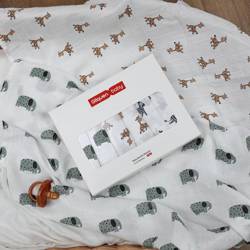 6 Pack GLLQUEN BABY Receiving Blanket Boy Cotton Muslin Swaddle Blankets Girl Newborn Squares Breathable & Soft Thin