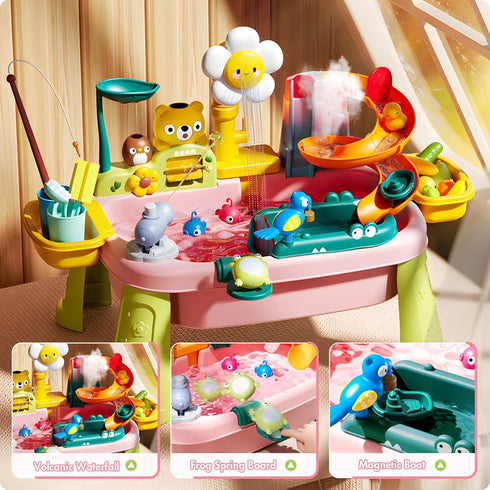2026 1-3 3-8 Summer Upgraded Pink Stand Water Table for Toddlers - Outdoor Toys for Kids Ages with Pump, Outside