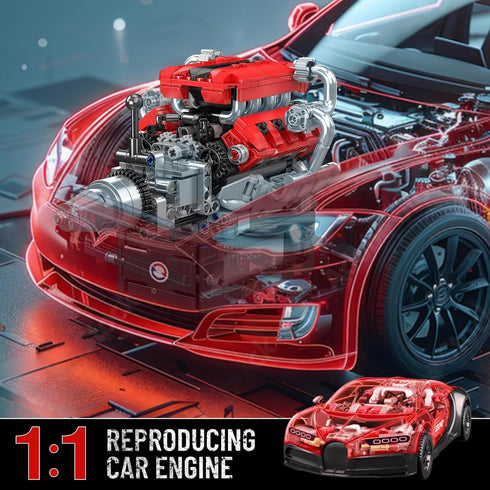 10204 V8 Sets, V8 8-Cylinder Adults/14+(750+PCS) Mould King Engine Building Blocks Engine Model kit That Run, Build