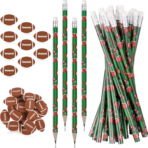 36 Set Football Pencils and Football Erasers, Sport Pencils & Erasers, Fun Birthday Pencils for Kids, Football Party
