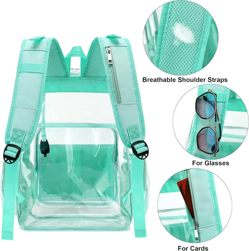 Clear Diaper Bag Backpack for Baby Girls Boys, Nappy Changing Bags for Women (Mint Green)