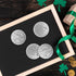 Hicarer 4 Leaf Clover Lucky Coins Specie Charms for St. Patrick's Day Party with 1 Black Flannel Storage Bag for Good