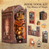 Light,3D Book Nook Kit,DIY Miniature House Kit,Dollhouse Booknook with Dust Cover & LED Wooden Bookends