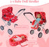 Set, 3-in-1 3-4 Baby Doll Stroller Play Babydoll Stroller with Removable Bassinet Baby Carriage for Dolls Toy Doll
