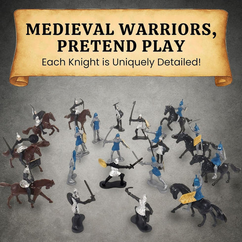 Playset 42 Liberty Imports Medieval Knights and Dragons Figures Plastic Fantasy Soldier Figurines and Accessories Toys