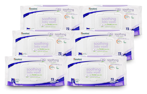 Himalaya Soothing Baby Calming Wipes for Soft, Clean, Sensitive Skin, 72 Wipes (6 Pack)